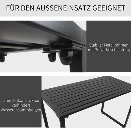 Ensemble de mobilier d'extérieur festif 3 pièces avec 1 table et 2 bancs en métal noir 110 x 55 x 70 cm