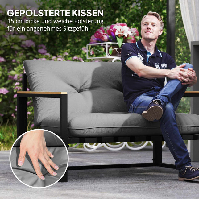 Gartenmöbel-Set für 4 Personen, wetterfest, Hellgrau