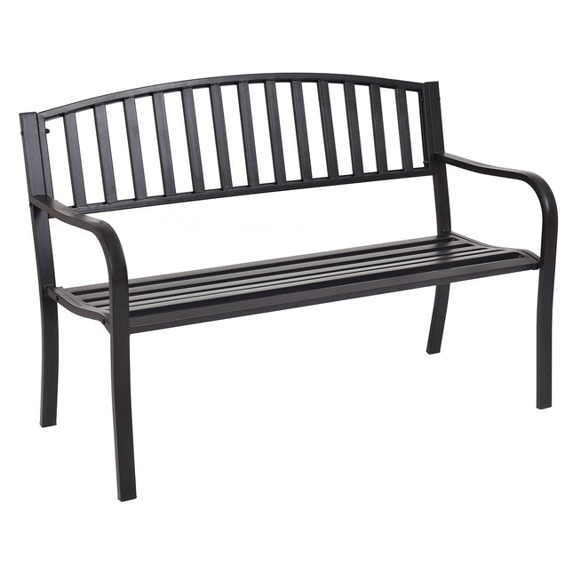 Gartenbank für draußen, 127 cm Stahlrahmen, Schwarz