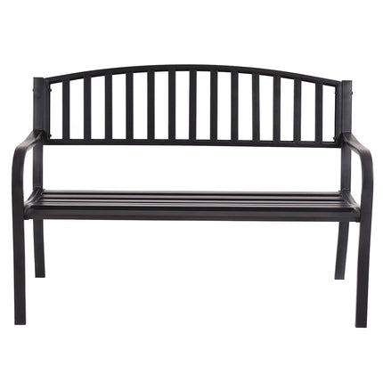 Outdoor Garden Bench, 50 Inch Steel Frame, Black