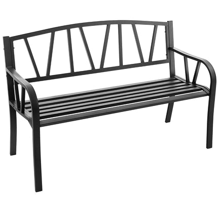 Outdoor Garden Bench, Rustproof Metal, 660 lb, Black