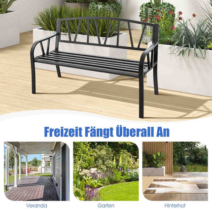 Outdoor Garden Bench, Rustproof Metal, 660 lb, Black