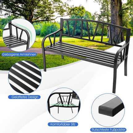 Outdoor Garden Bench, Rustproof Metal, 660 lb, Black