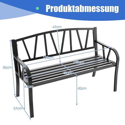 Outdoor Garden Bench, Rustproof Metal, 660 lb, Black