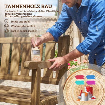 Outdoor Garden Bench, Teak Finish, 3-Seater, 360kg Capacity