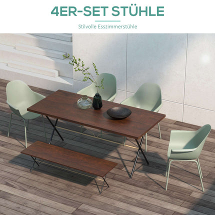 Gartenstühle Set, 4 Stück, Grün, Kunststoff/Metall, 120 kg Traglast