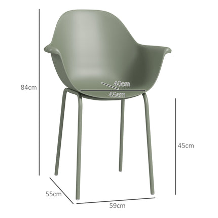 Gartenstühle Set, 4 Stück, Grün, Kunststoff/Metall, 120 kg Traglast
