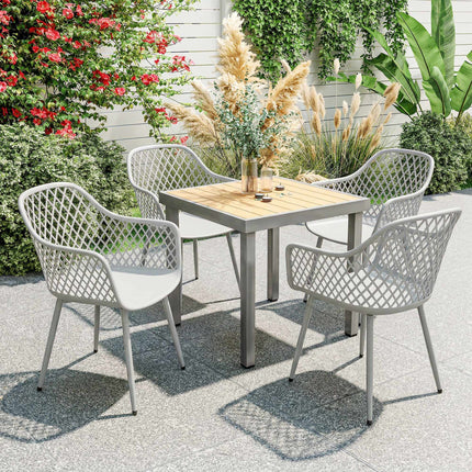 Gartenstühle 4er-Set, UV-beständiger Kunststoff, Grau