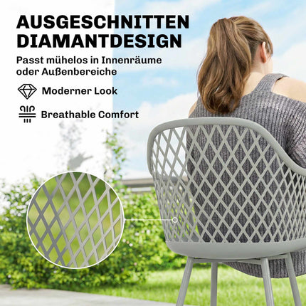 Gartenstühle 4er-Set, UV-beständiger Kunststoff, Grau