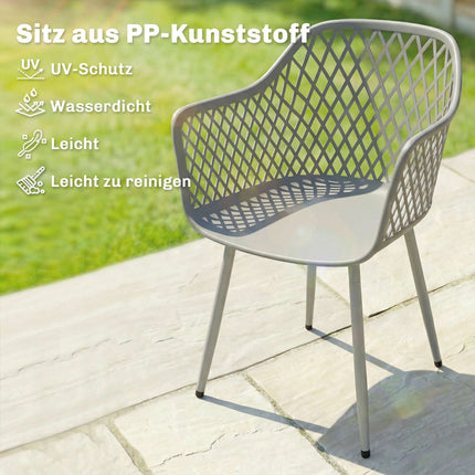 Gartenstühle 4er-Set, UV-beständiger Kunststoff, Grau