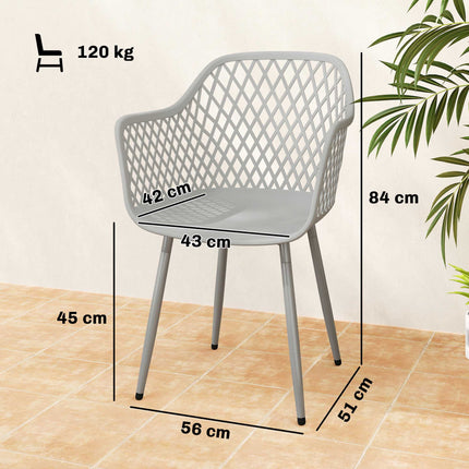 Gartenstühle 4er-Set, UV-beständiger Kunststoff, Grau