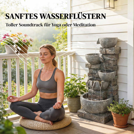 Gartenbrunnen für draußen mit 5-stufigem Wasserfall und LEDs