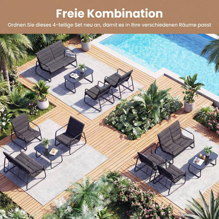 Gartenmöbel-Set mit Kissen – 4-teilig