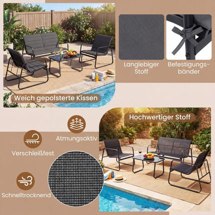 Gartenmöbel-Set mit Kissen – 4-teilig