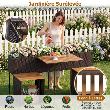 Tuinset met verhoogde plantenbak en stoelen