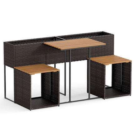 Tuinset met verhoogde plantenbak en stoelen