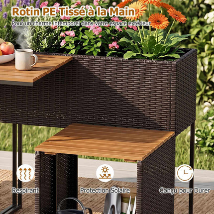 Tuinset met verhoogde plantenbak en stoelen