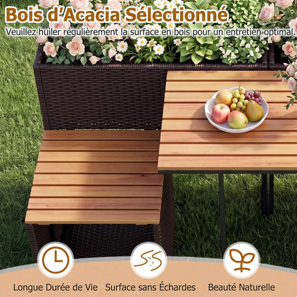 Tuinset met verhoogde plantenbak en stoelen