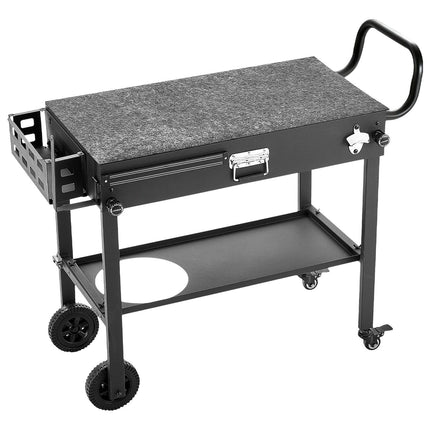 Outdoor Grill Cart Table, Foldable, Wheels, 31 x 17 In