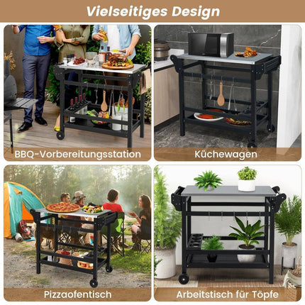Outdoor-Grillwagen mit HDPE, Gewürzablage und Rädern