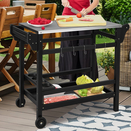 Outdoor-Grillwagen mit HDPE, Gewürzablage und Rädern