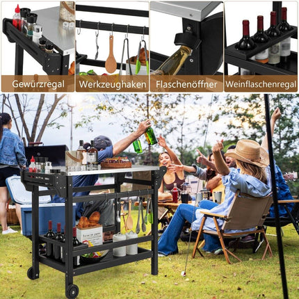 Outdoor-Grillwagen mit HDPE, Gewürzablage und Rädern