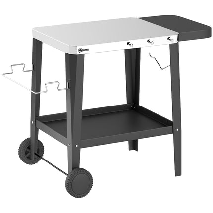 Outdoor-Grillwagen mit Rollen, Edelstahl, Schwarz, 115x67,5x80,5 cm