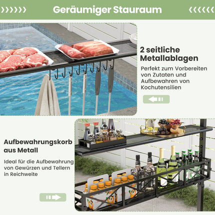 Pavillon für Außengrill mit Doppelter Dachkonstruktion & Seitenablagen