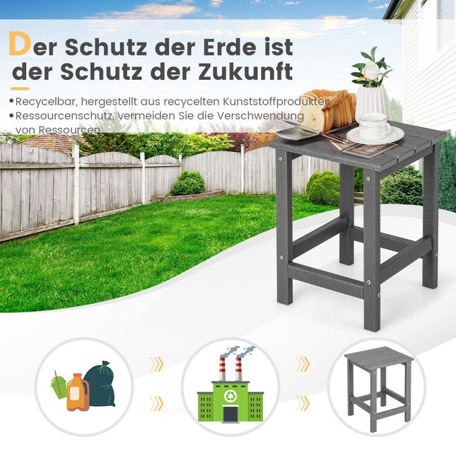 Outdoor-Beistelltisch aus HDPE – wetterfest, 36x36x47 cm, Grau