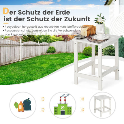 Gartenseitentisch aus HDPE, wetterfest, 36x36x47 cm, Weiß