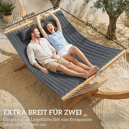 Outdoor Hängematte 200x140cm, Doppellagig mit Kissen & Tasche