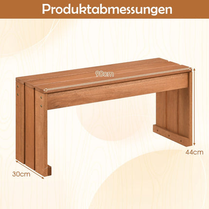 Outdoor Hardwood Bench, 90 cm, Compact & Versatile Design