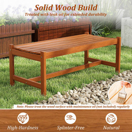 Outdoor-Esszimmerbank aus Hartholz, 2er-Set, 112 cm, Teaköl-Finish