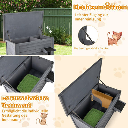 Outdoor Insulated Wooden Cat House with Foam Insulation
