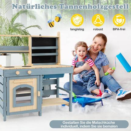 Matschküche für Kinder mit Wasserhahn und herausnehmbarem Spülbecken