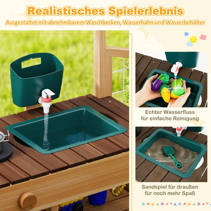 Matschküche für Kinder mit Spüle und Pflanzkasten