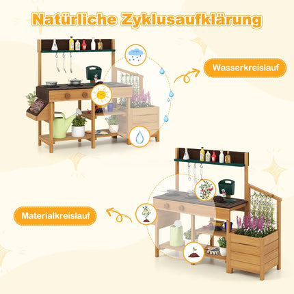 Matschküche für Kinder mit Spüle und Pflanzkasten