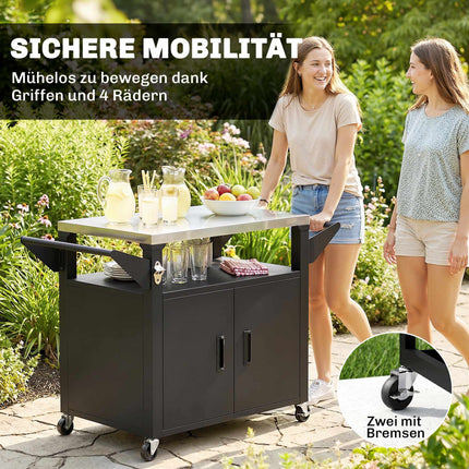 Outdoor-Küchenwagen mit Rollen, Edelstahloberfläche
