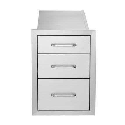 Outdoor Kitchen Drawers, 3-Tier Stainless Steel, 14x23 in
