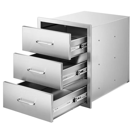 Outdoor Kitchen Stainless Steel Triple Drawer Cabinet, 18.11 in