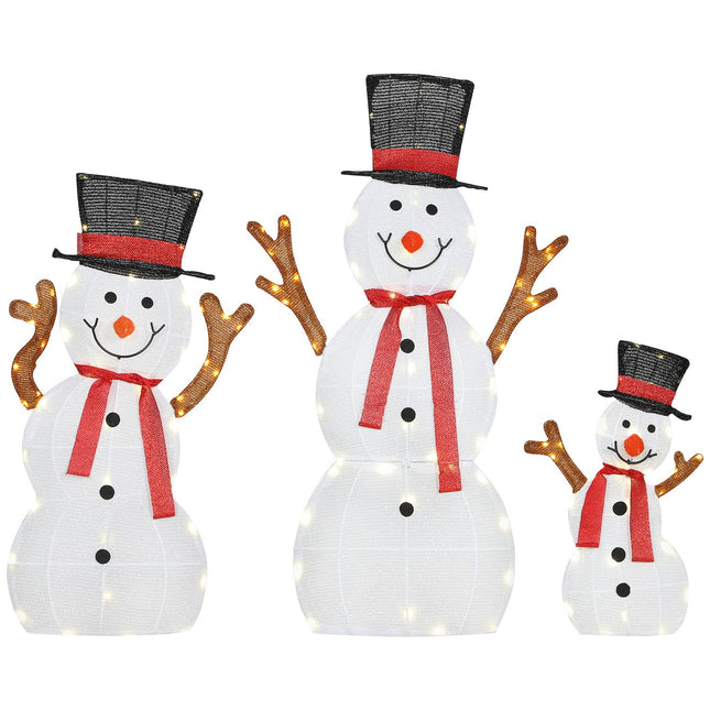 Outdoor LED Snowman Family Decoration, Waterproof, Steel