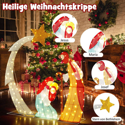 Beleuchtete Krippe für Draußen, 151 cm, 140 warmweiße LEDs