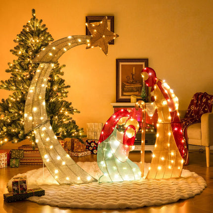 Beleuchtete Krippe für Draußen, 151 cm, 140 warmweiße LEDs