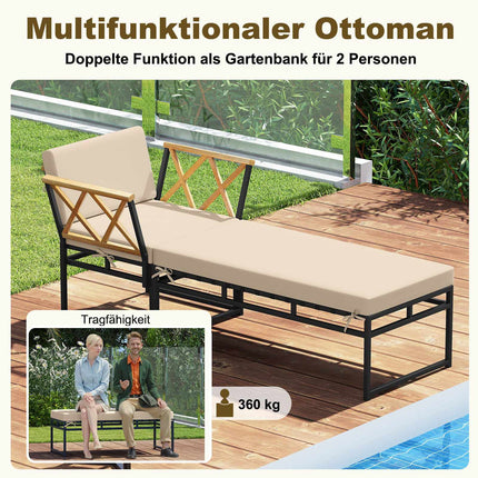 Outdoor Lounge-Sessel-Set mit Metallrahmen & Akazienholz