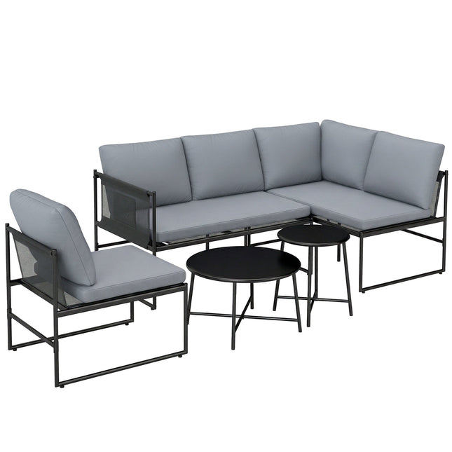 Outdoor-Loungeset für 4-5 Personen mit Sofa und Tisch