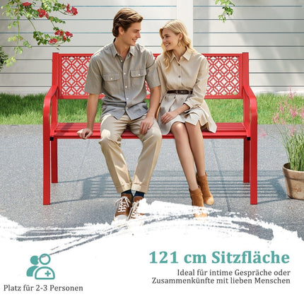 Metall-Gartenbank, 2-3 Sitze, 360 kg Tragkraft, Rot