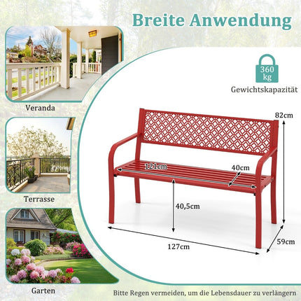 Metall-Gartenbank, 2-3 Sitze, 360 kg Tragkraft, Rot