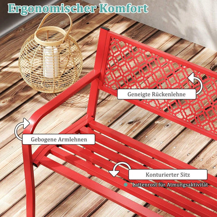 Metall-Gartenbank, 2-3 Sitze, 360 kg Tragkraft, Rot