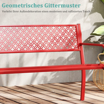 Metall-Gartenbank, 2-3 Sitze, 360 kg Tragkraft, Rot
