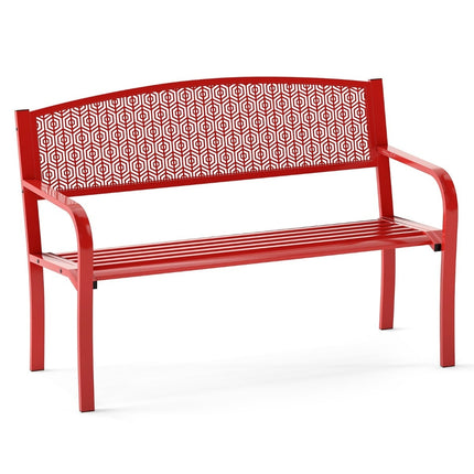Gartenbank aus Metall, 2-3 Sitzer, Rot, 300 kg Tragkraft